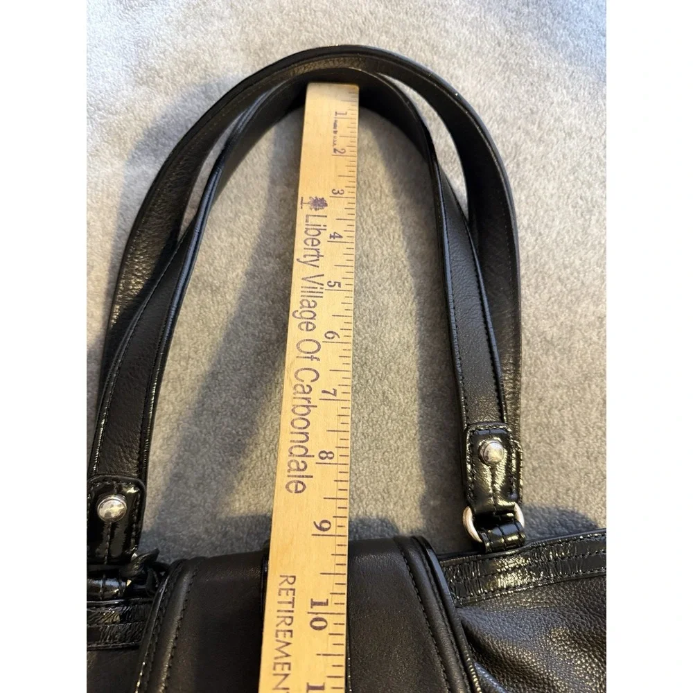 Brighton Handbag Black Leather Hobo Purse Heart Charm Shoulder Bag Silver Detail